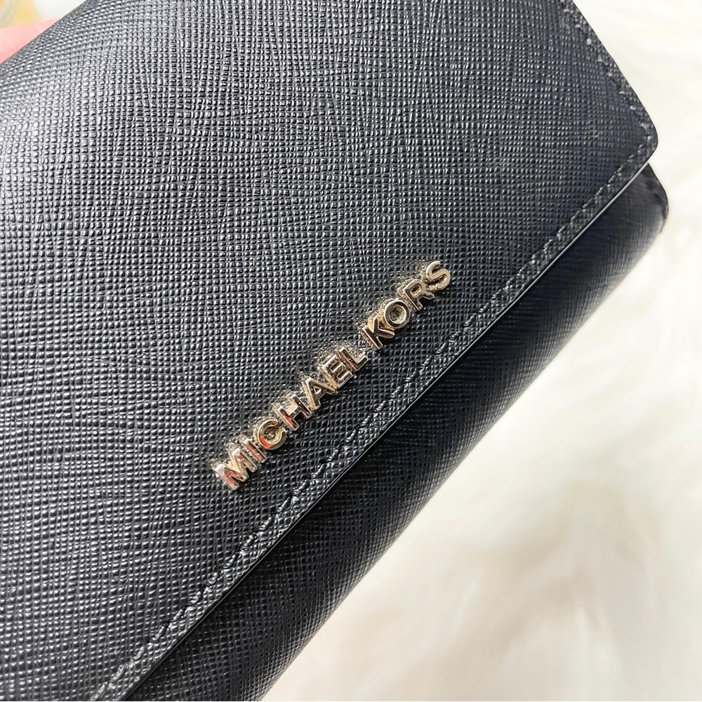❌ SOLD ❌ Michael Kors Jet Set Small Saffiano Leather Black Trifold Wallet - Picture 6 of 6